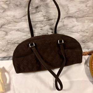 Vera Bradley Brown Quilted Shoulder Bag | Classic Fabric Purse | Everyday Tote